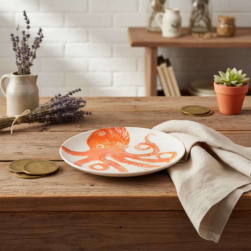 Bliss Home Supper Bowl, Orange Octopus