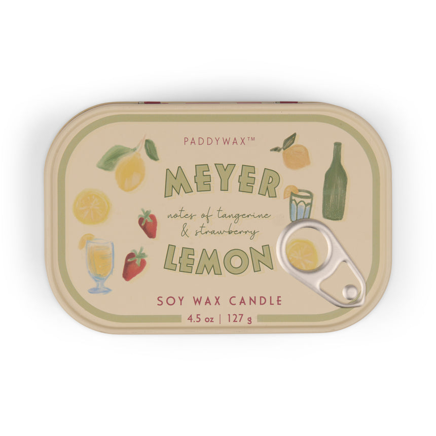 Paddywax Bistro Lemon Tin Scented Candle, Meyer Lemon