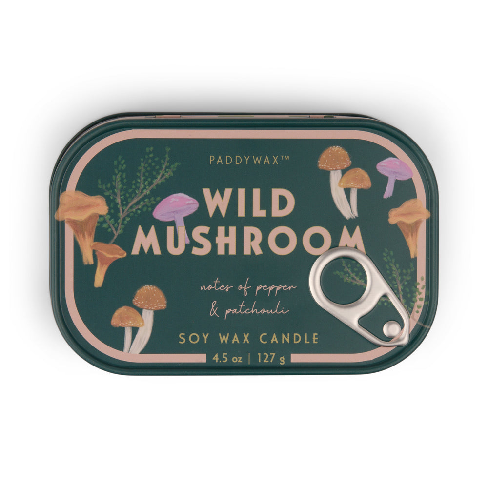 Paddywax Bistro Wild Mushroom Tin Scented Candle, Pepper & Patchouli