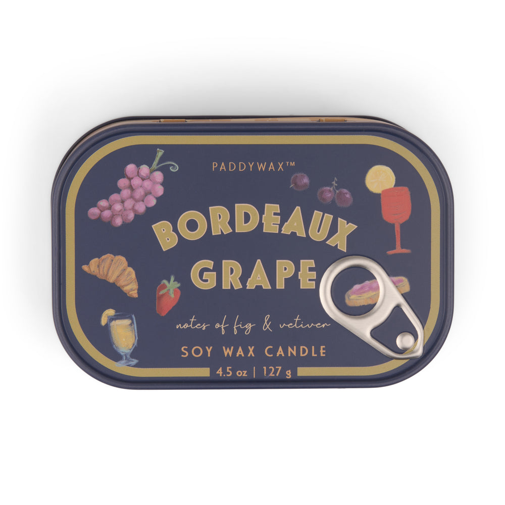 Paddywax Bistro Bordeaux Grapes Tin Scented Candle, Fig & Vetiver