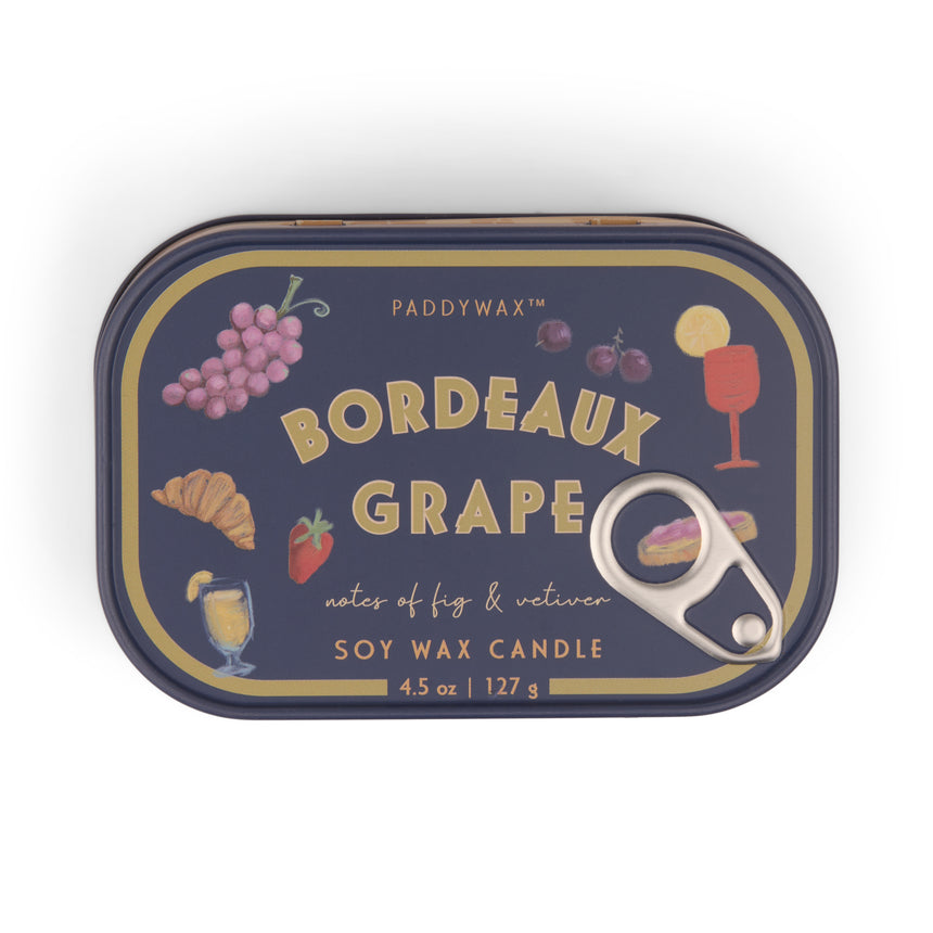 Paddywax Bistro Bordeaux Grapes Tin Scented Candle, Fig & Vetiver