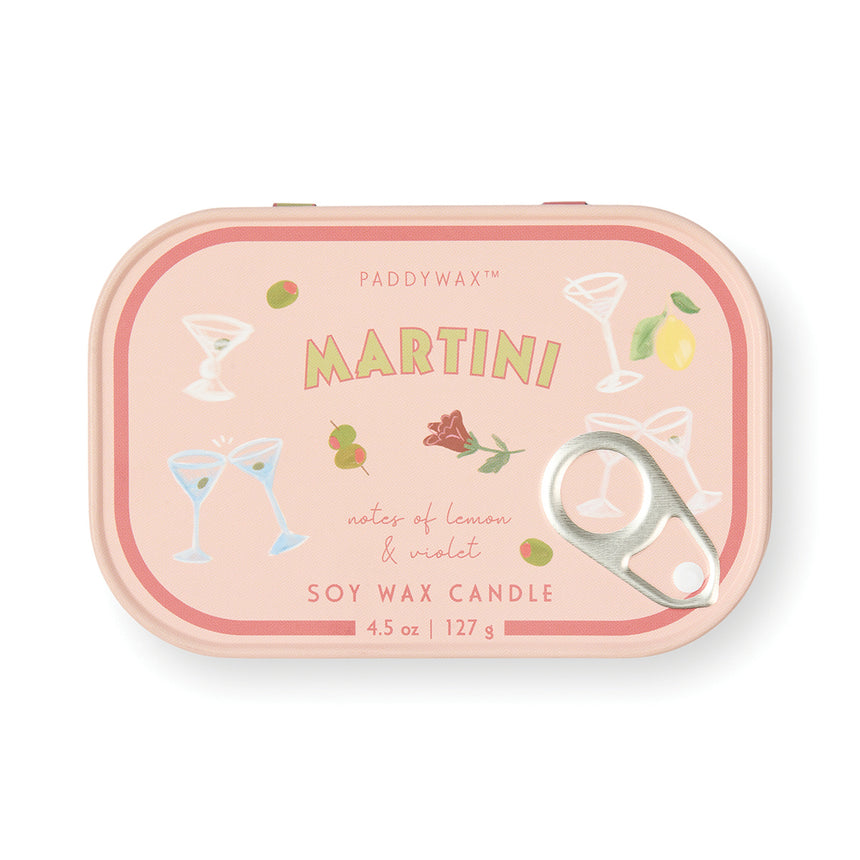 Paddywax Bistro Martini Scented Tin Candle, Lemon & Violet