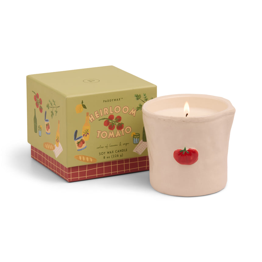 Paddywax Bistro Heirloom Tomatoes Ceramic Scented Candle, Lemon & Sage
