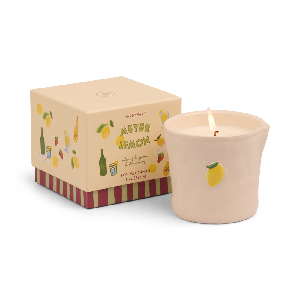 Paddywax Bistro Lemon Ceramic Scented Candle, Meyer Lemon