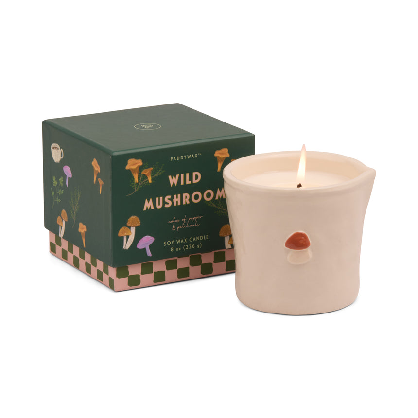 Paddywax Bistro Wild Mushroom Ceramic Scented Candle, Pepper & Patchouli