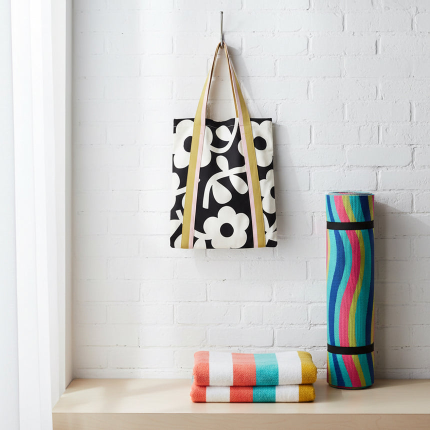 Caroline Gardner Mono Floral Tote Bag