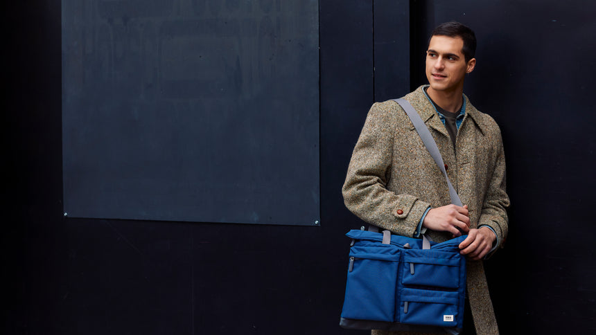 Roka London Blackfriars Messenger Bag, Deep Blue (Recycled Canvas)