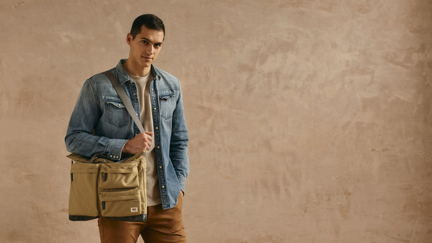 Roka London Blackfriars Messenger Bag, Khaki (Recycled Canvas)