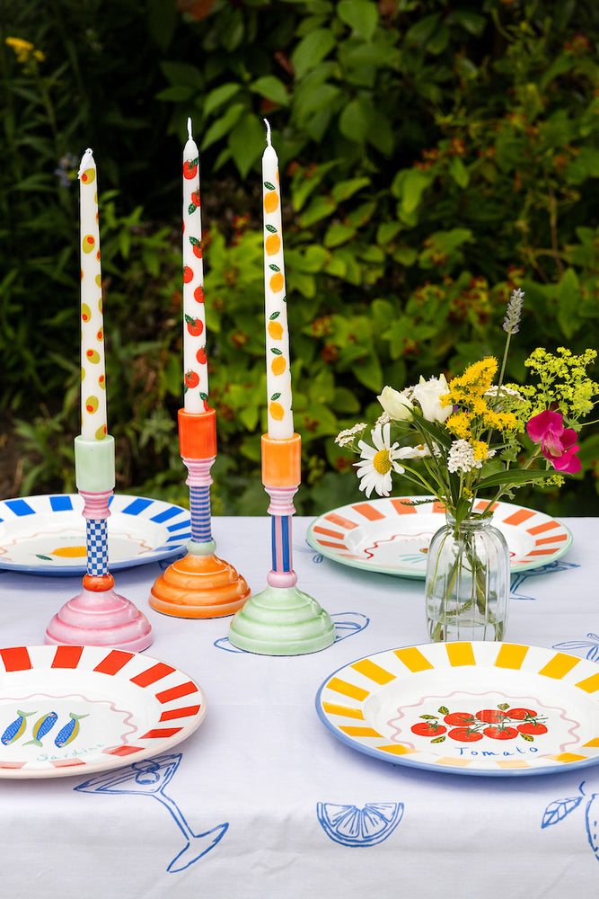 Bon Appetite Lemon Taper Dinner Candles,( Set Of 2)