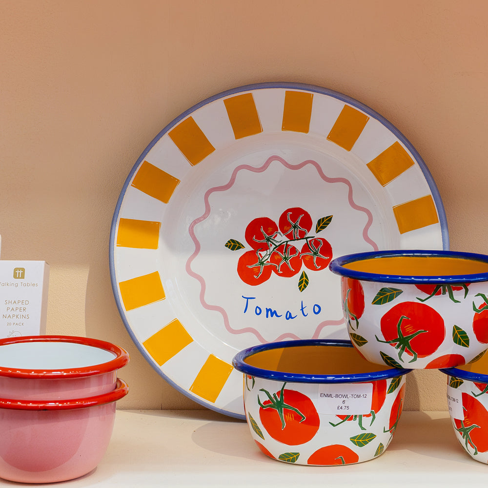 Talking Tables Bon Appetit Tomatoes Enamel Dinner Plate, (25CM)