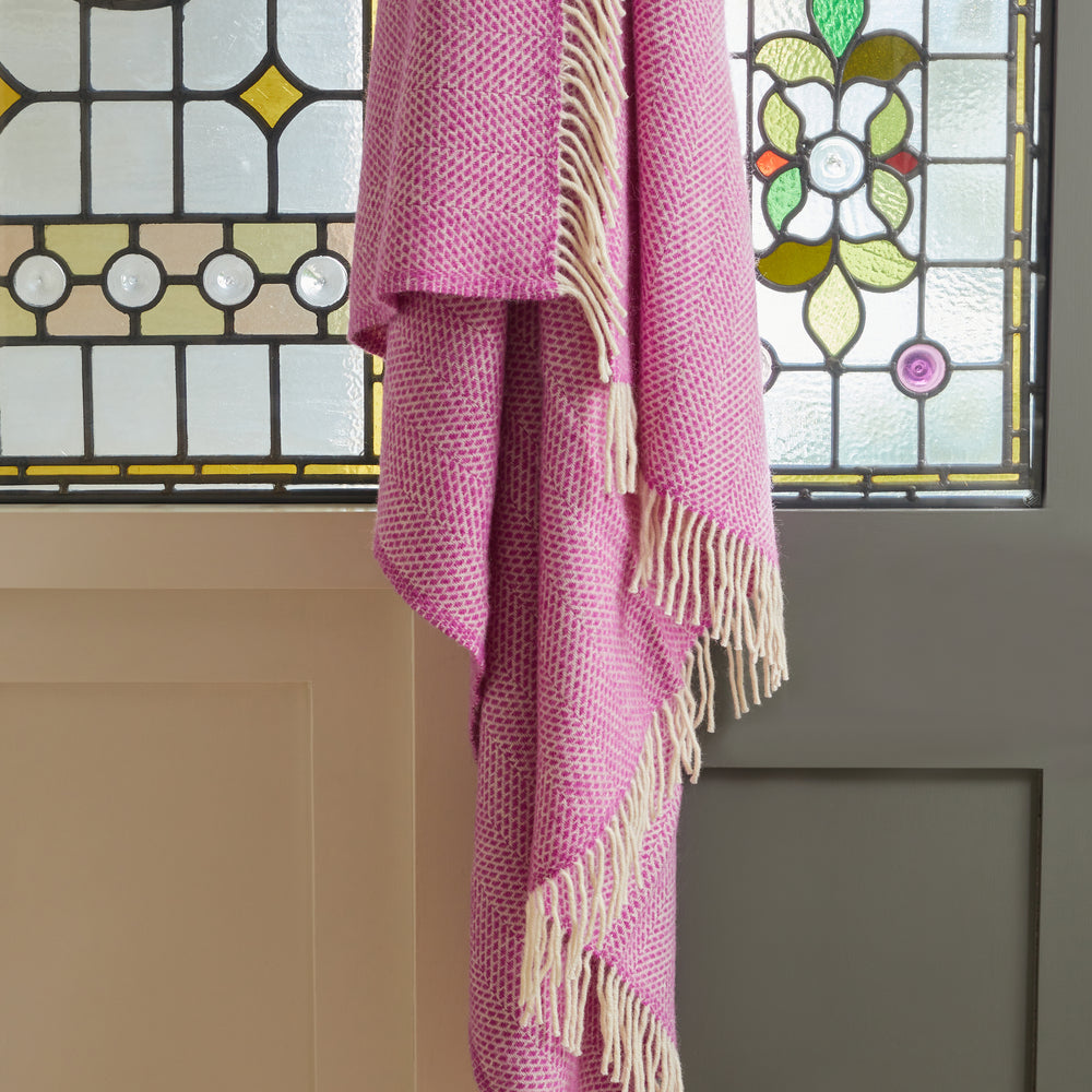 Tweedmill Beehive Pure New Wool Throw, Rosa