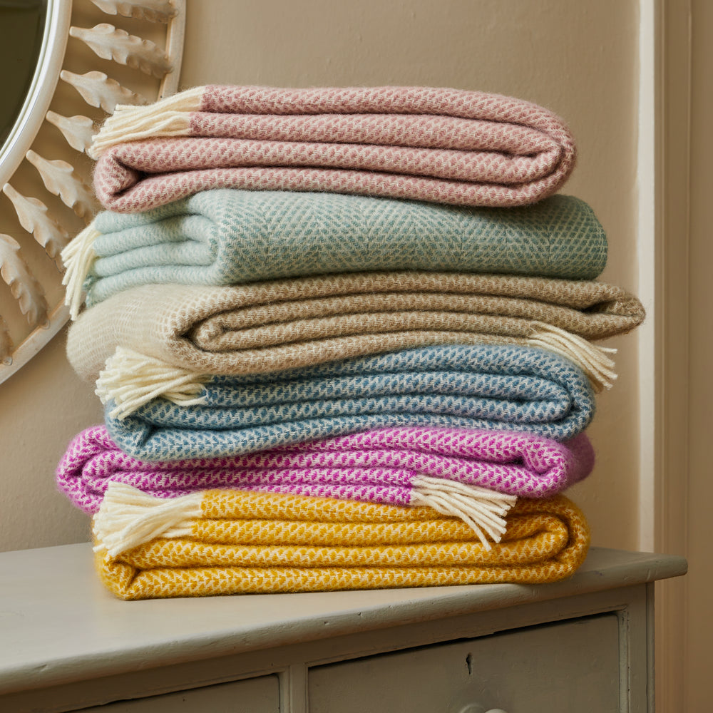 Tweedmill Beehive Pure New Wool Throw, Rosa
