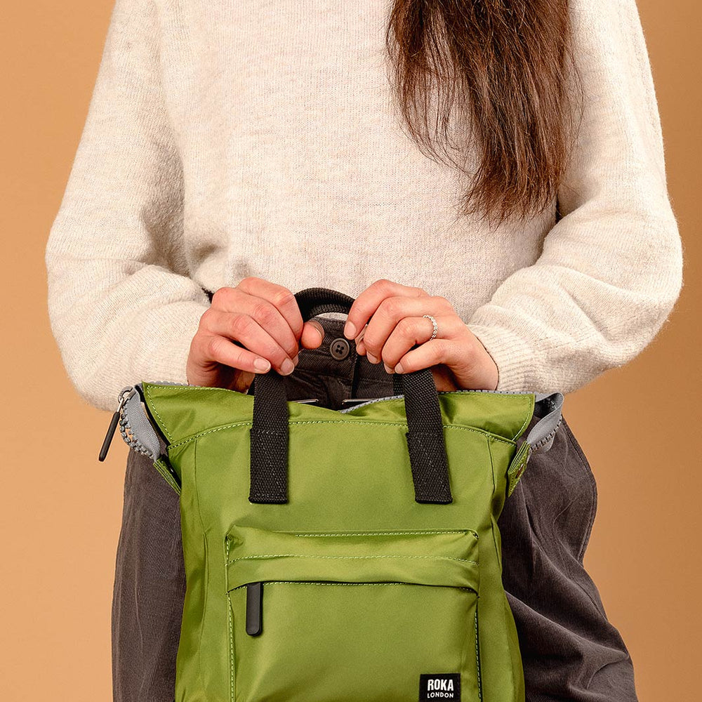 Roka London Black Label, Bantry B Small Rucksack, Avocado (Sustainable Nylon)