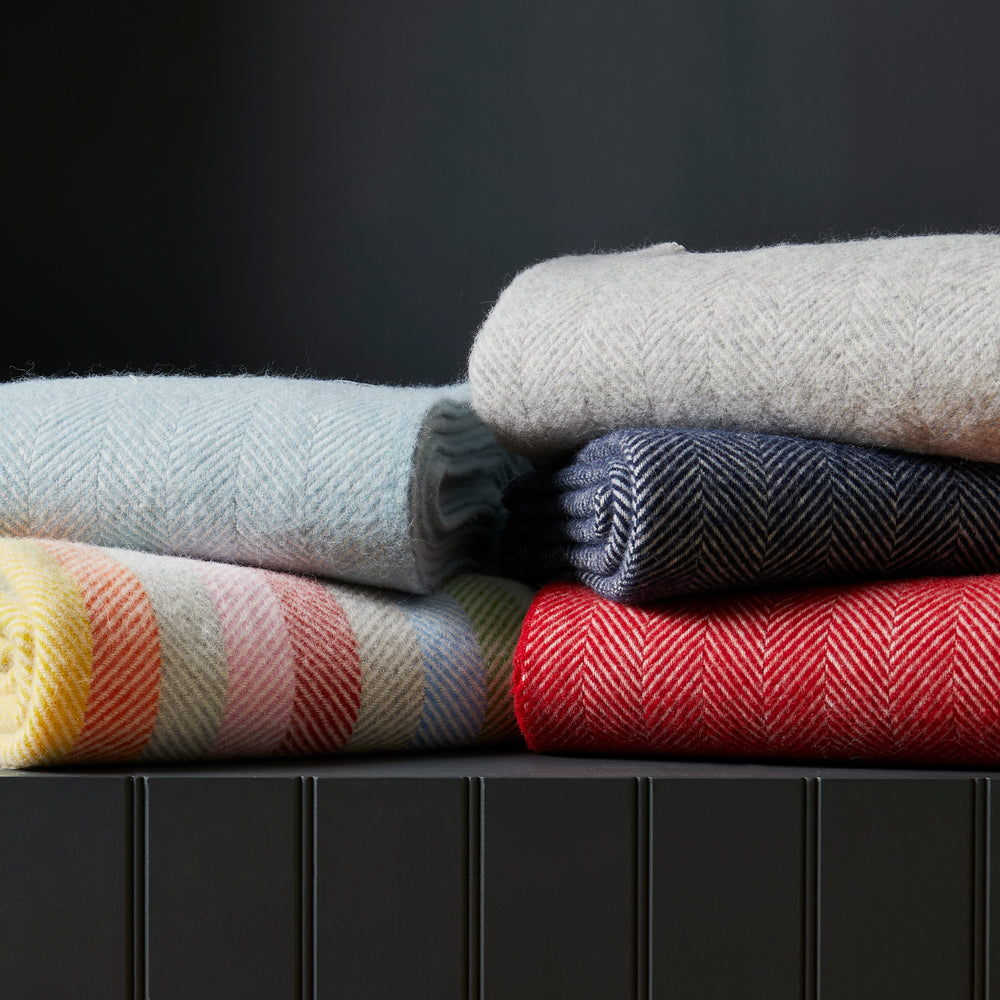 Tweedmill Fishbone Pure New Wool Throw, Silver Grey