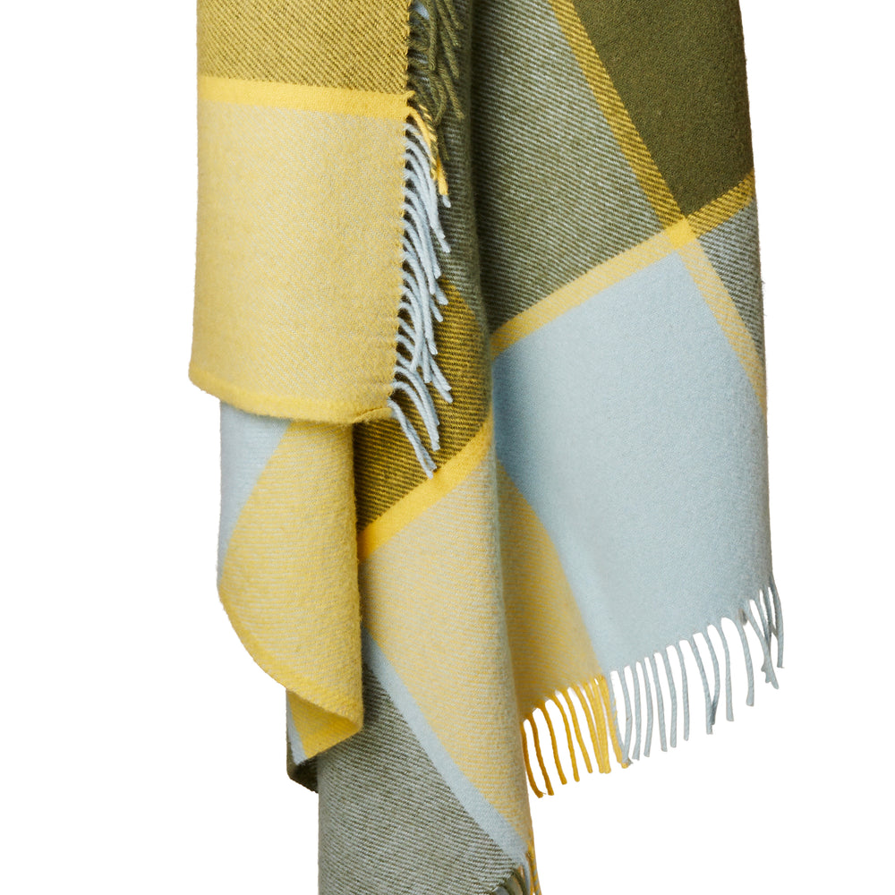 Tweedmill Block Check Pure New Wool Throw, Lemon