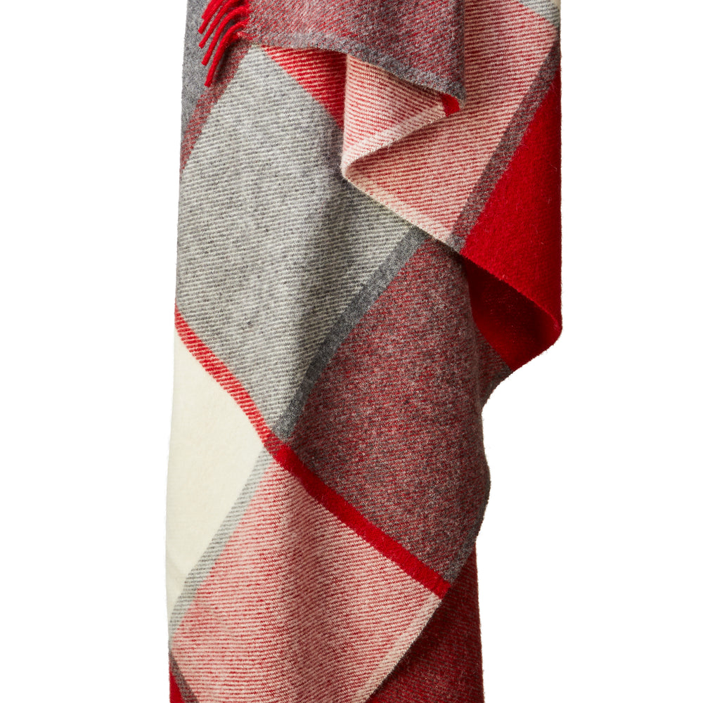 Tweedmill Block Check Pure New Wool Throw, Red