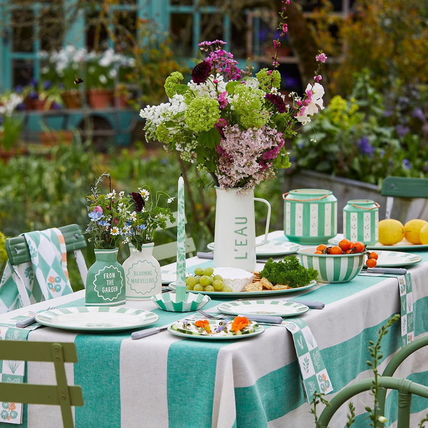 Talking Tables Green Stripe Cotton XL Tablecloth