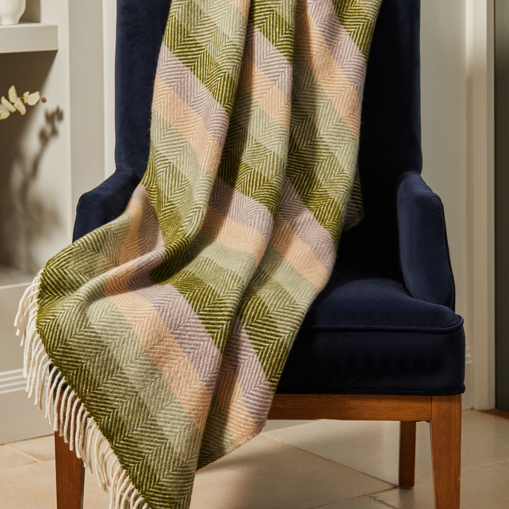 Tweedmill Pure New Wool Throw,Stripe Botanical