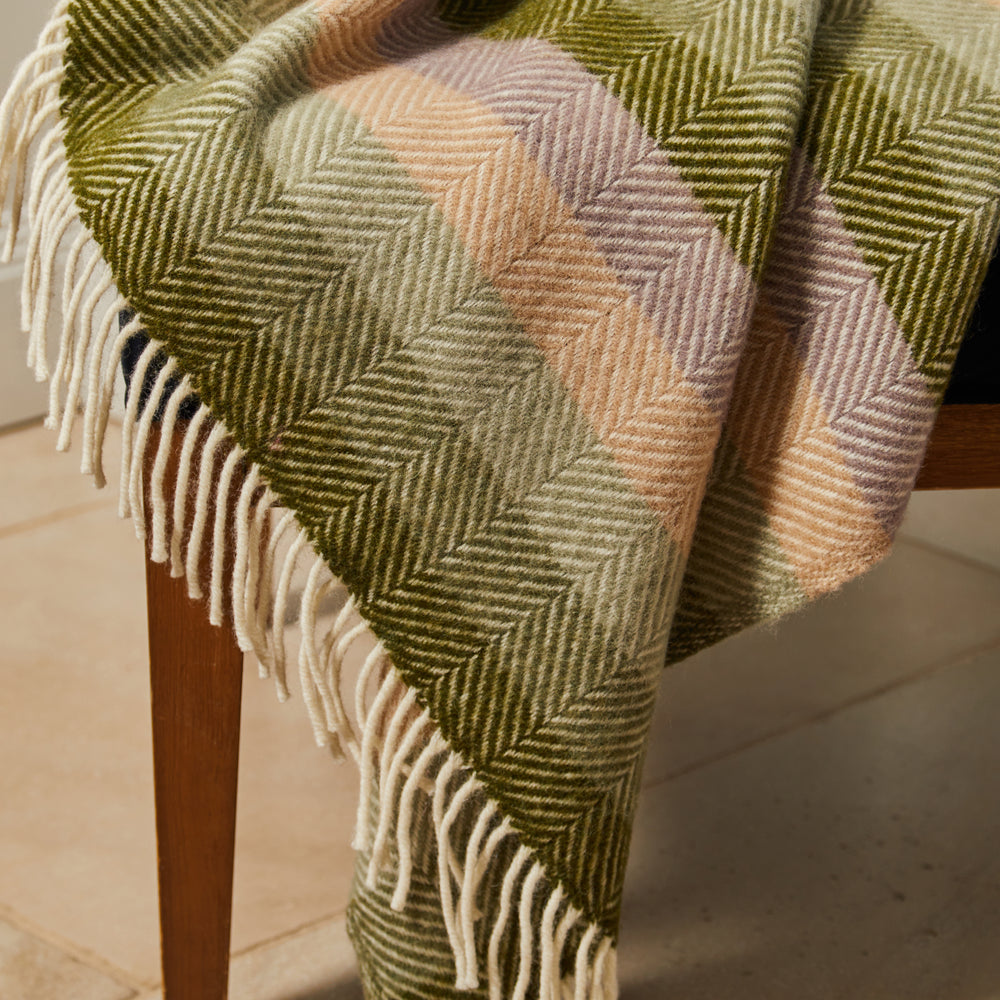 Tweedmill Pure New Wool Throw,Stripe Botanical