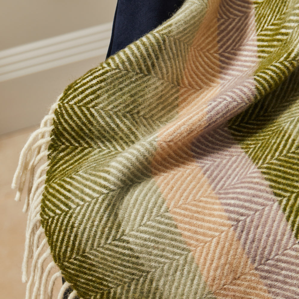 Tweedmill Pure New Wool Throw,Stripe Botanical