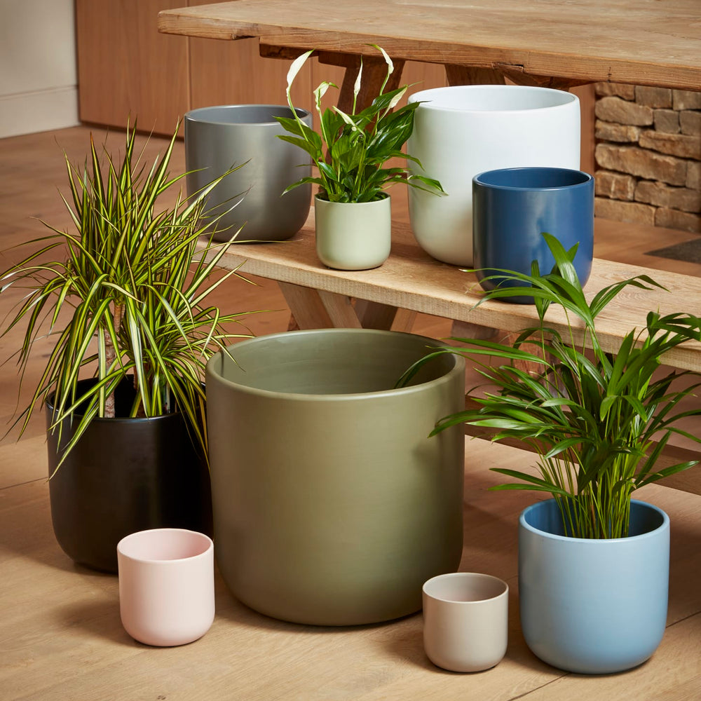 Capri Ceramic Plant Pot, Dark Blue