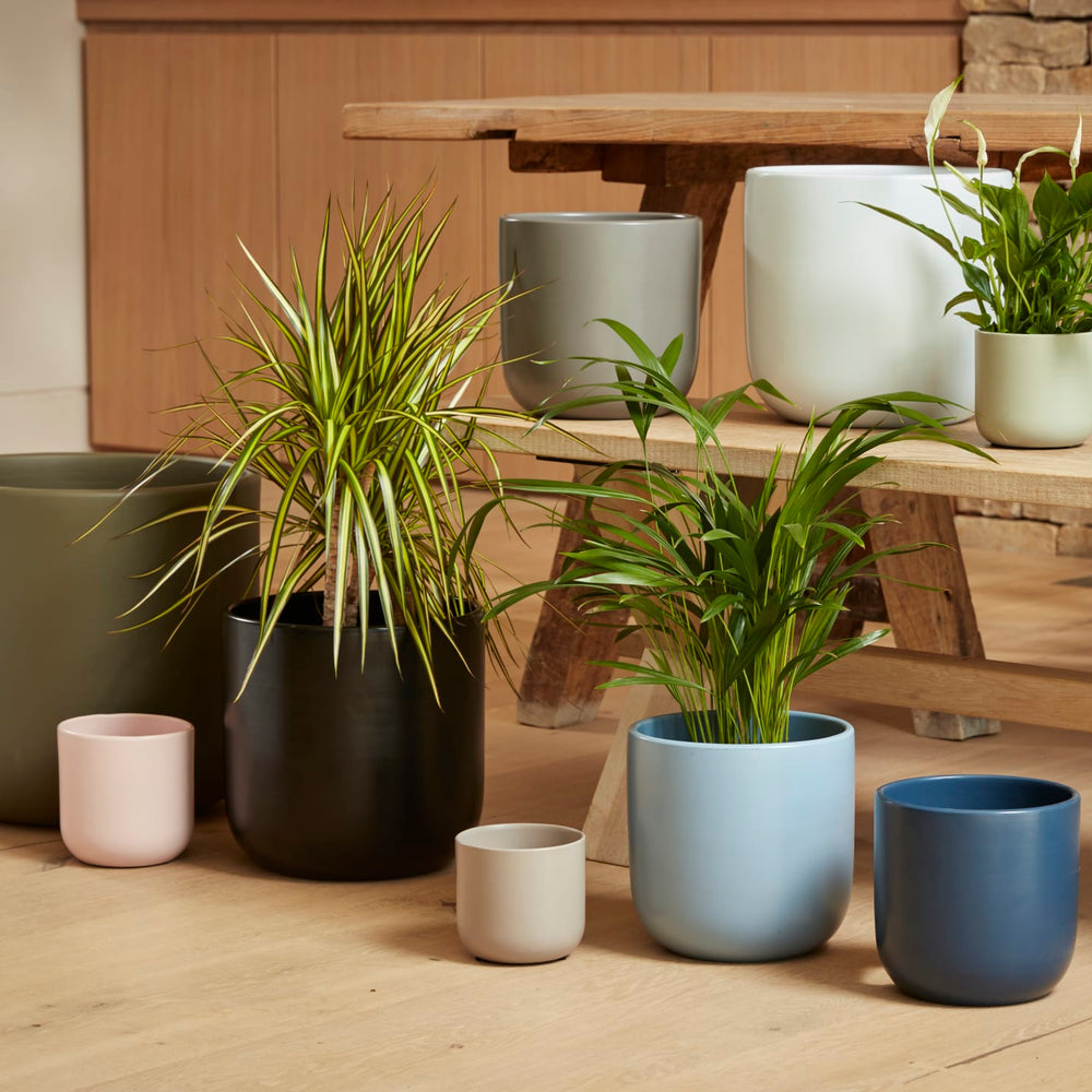 Capri Ceramic Plant Pot, Dark Blue