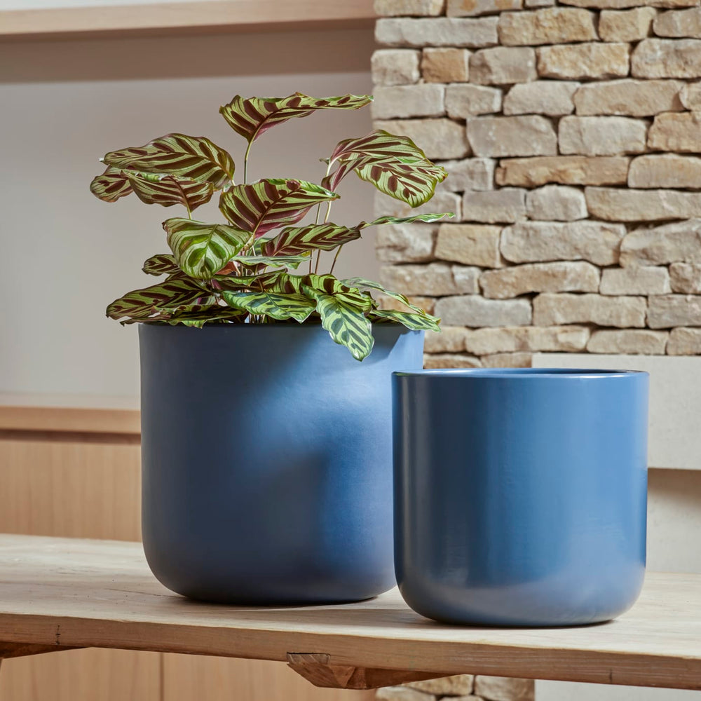 Capri Ceramic Plant Pot, Dark Blue