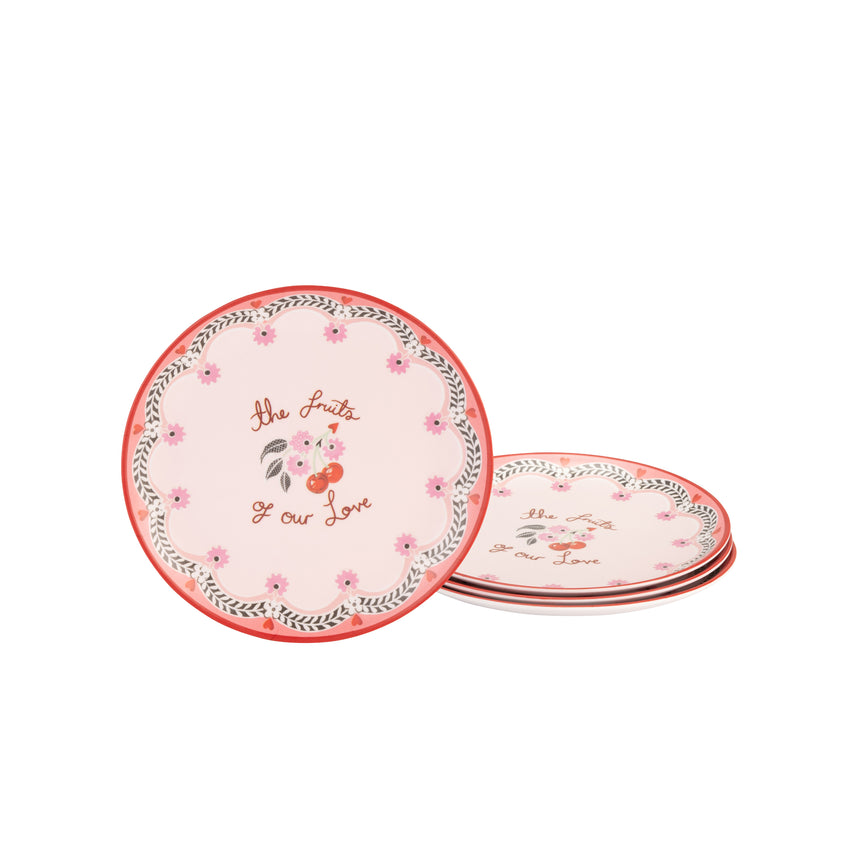 Cath Kidston Cherry  Melamine Picnic Side Plates (Set Of 4)