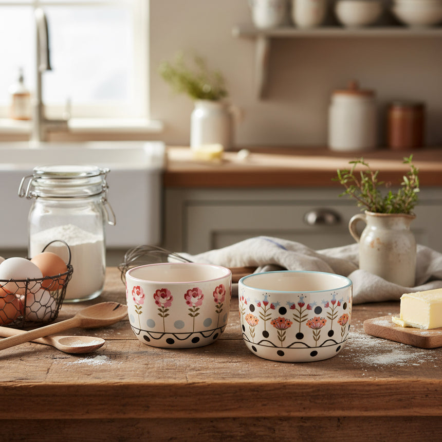 Cath Kidston Painted Table Ceramic Ramekins(Set Of 2)