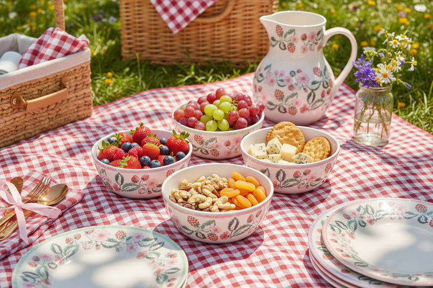 Cath Kidston Raspberry Melamine Picnic Bowls (Set Of 4)