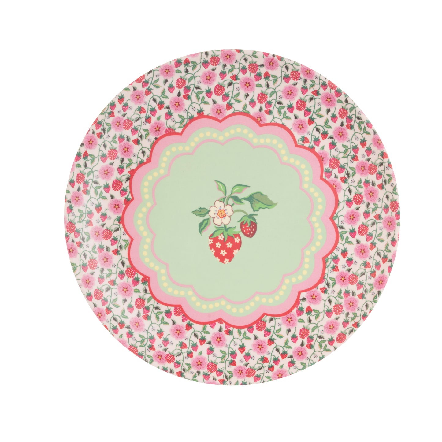 Cath Kidson Strawberry Melamine Picnic Dinner Plates ( Set Of 4)