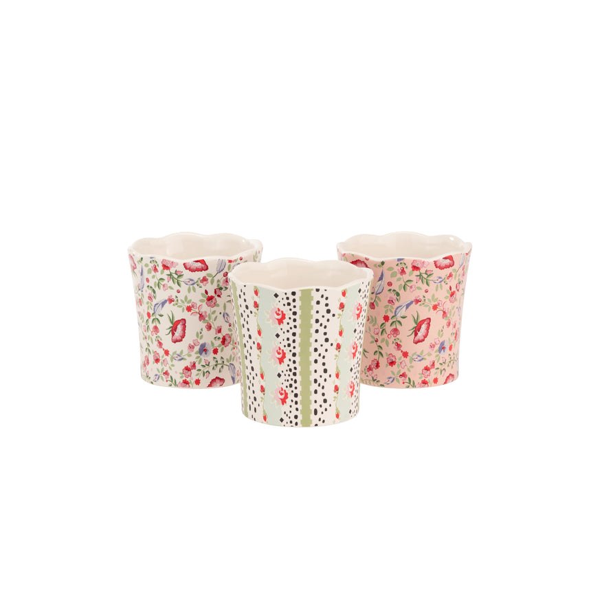 Cath Kidston Spring Birds Mini Plant Pots, Set Of 3
