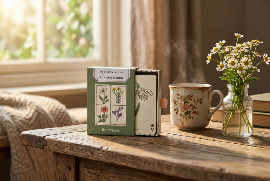Roomytown Single Playing Card Deck, Wildflowers