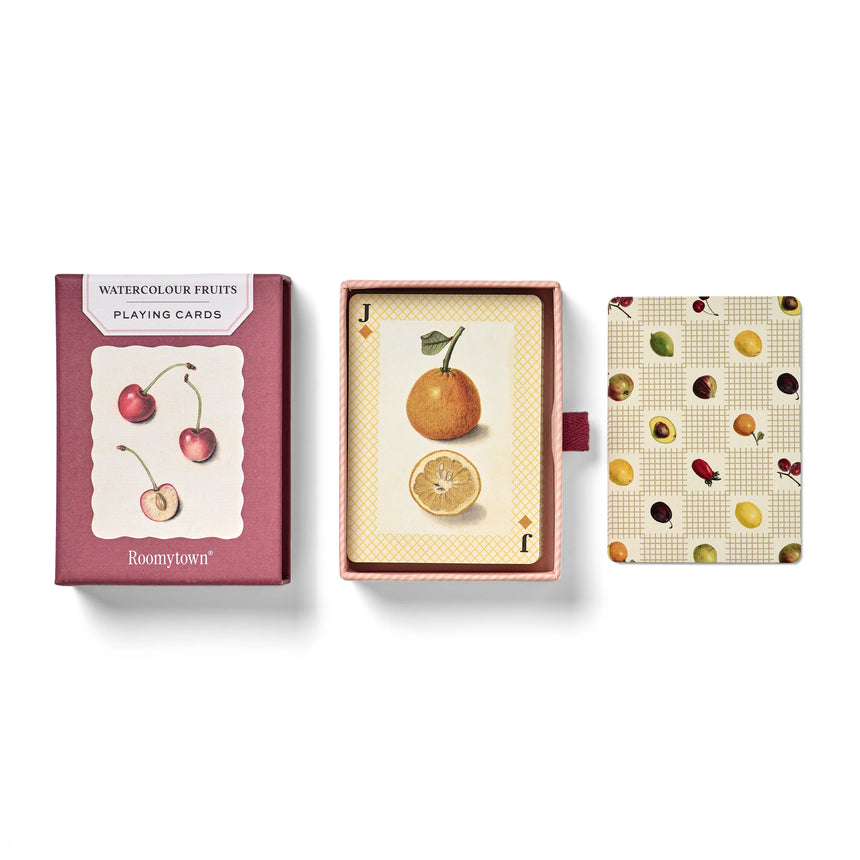 Roomytown Single Playing Card Deck, Watercolour Fruits