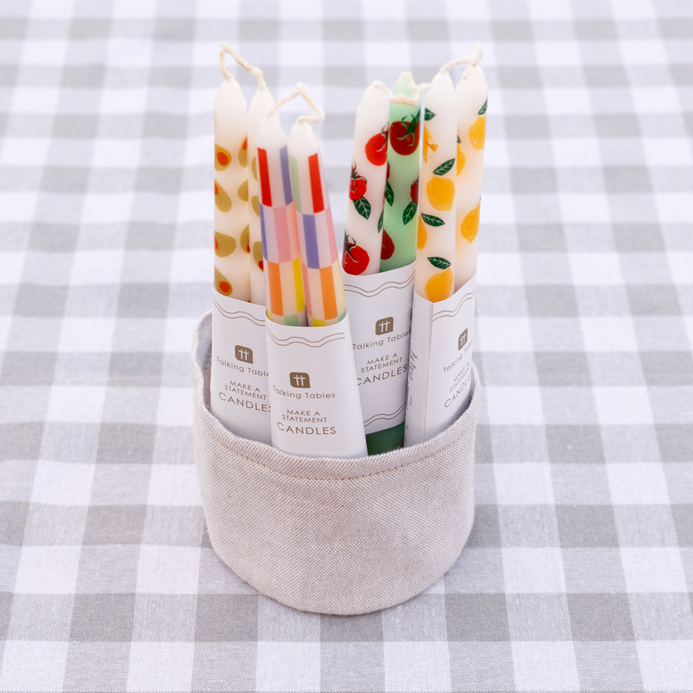 Bon Appetite Multi Coloured Check Taper Dinner Candles (2 Pack)