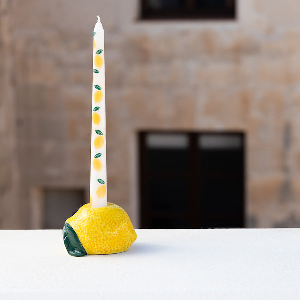 Bon Appetite Lemon Taper Dinner Candles,( Set Of 2)
