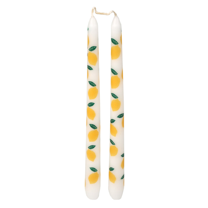 Bon Appetite Lemon Taper Dinner Candles,( Set Of 2)