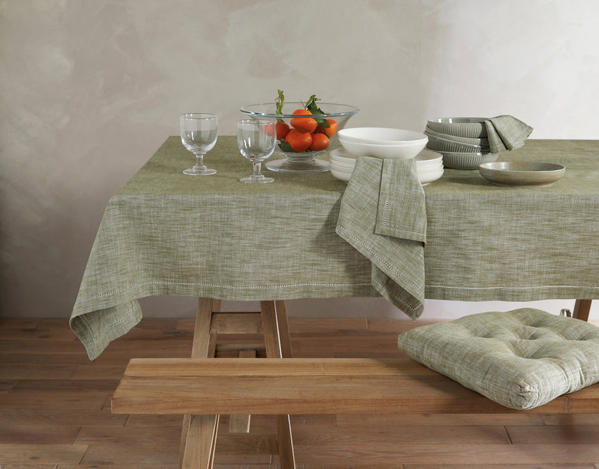 Walton & Co Chambray Cotton Napkins, Olive (Set Of 4)