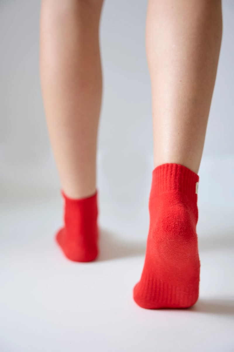Roka London Wembley Organic Cotton Ankle Socks, Cranberry