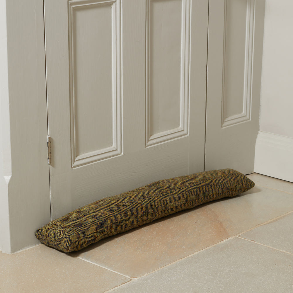 Tweedmill Tweed  Overcheck Herringbone Draught Excluder, olive