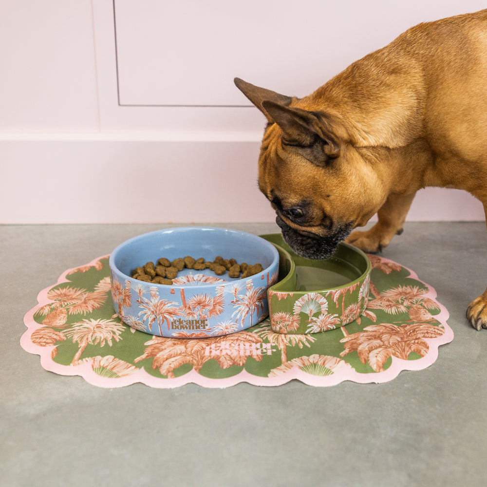 Eleanor Bowmer Ceramic Half Moon Pet Bowl, Sunset palms(Set Of 2)