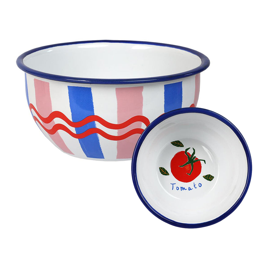 Talking Tables Bon Appetit Striped  Enamel Bowl , (16CM)