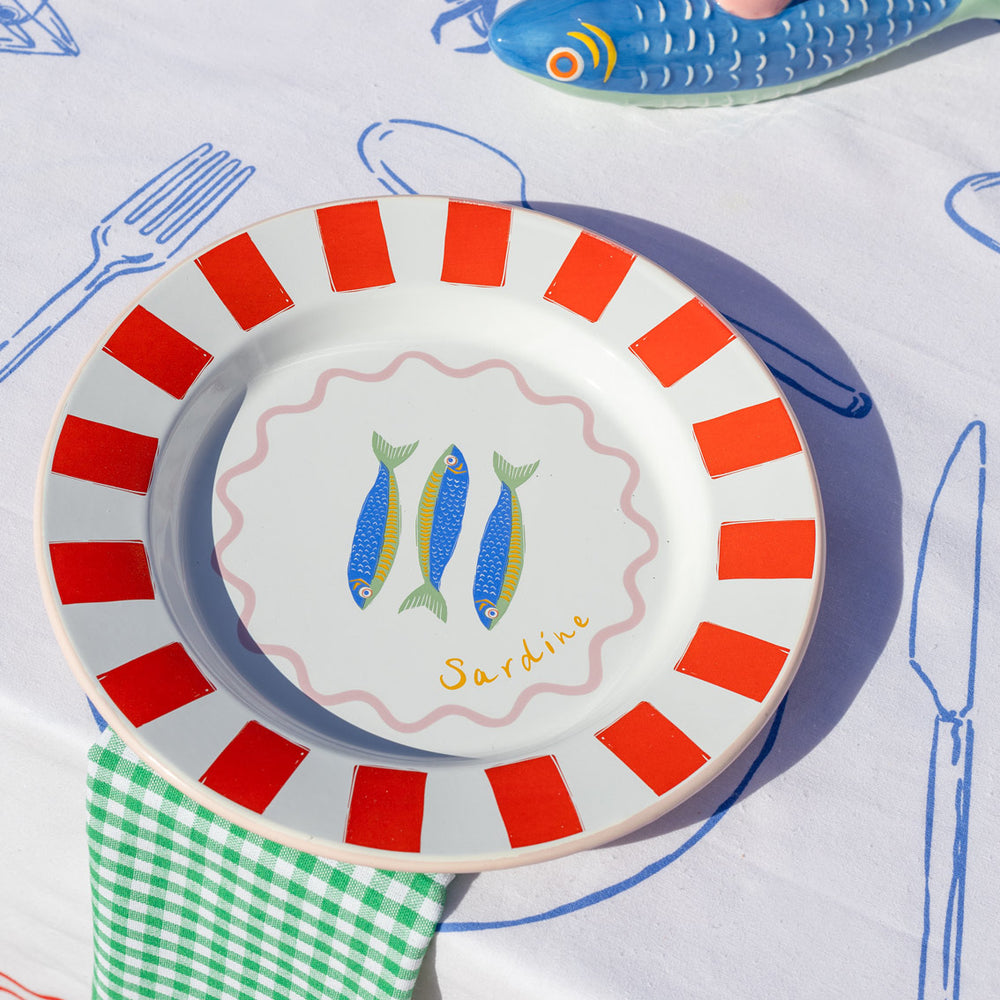 Talking Tables Bon Appetit Fish Enamel Dinner Plate, (25CM)