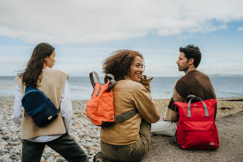 Roka London Canfield B Sustainable Nylon Rucksack, Chilli Oil