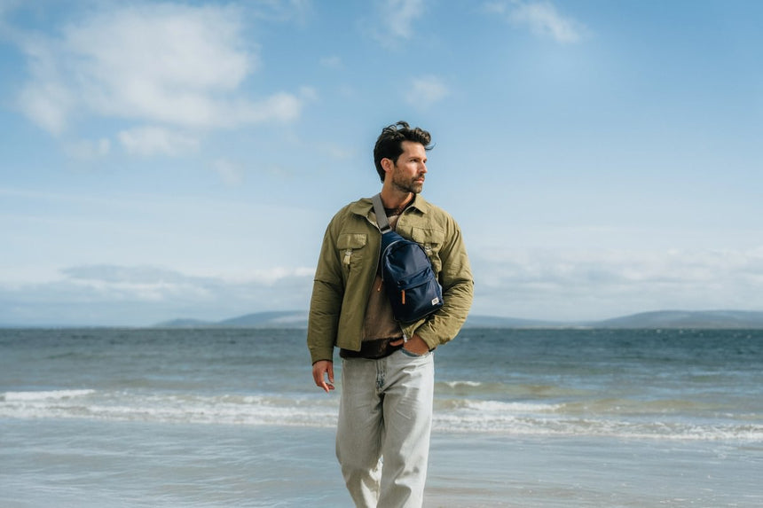 Roka London Willesden B Large Crossbody Bag, Crisp Blue (Recycled Nylon)