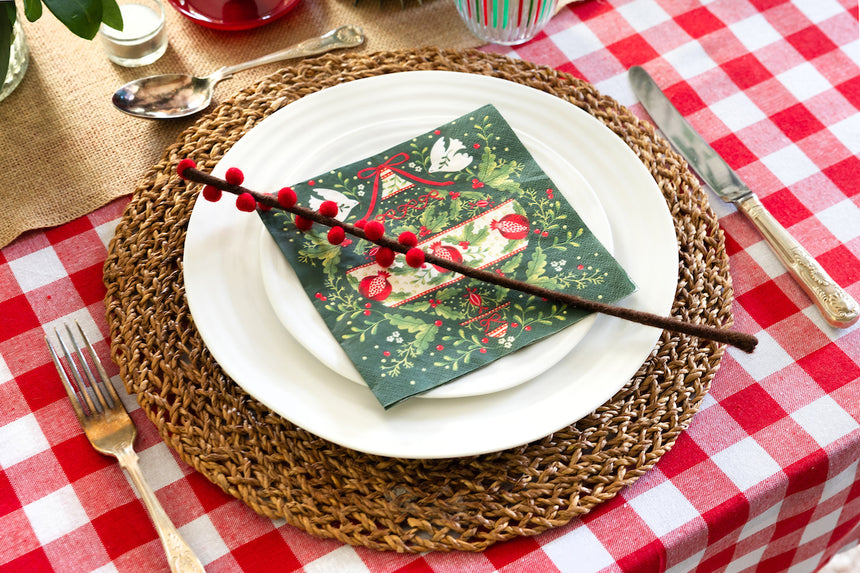 Talking Tables Bon Appetit XL Gingham Cotton Tablecloth, Red