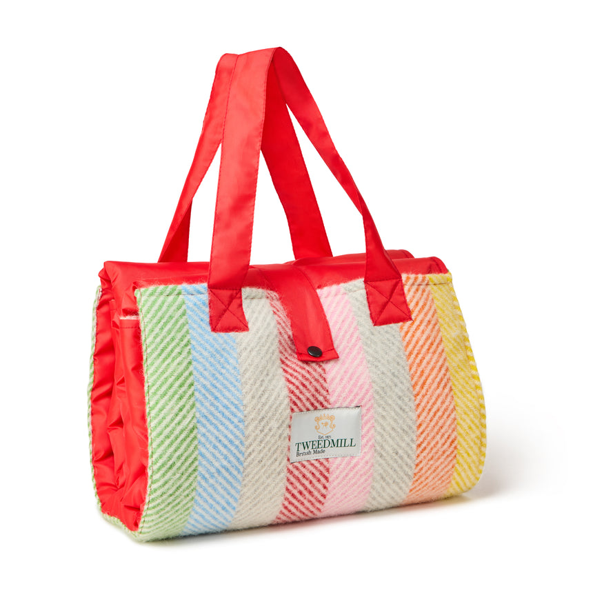 Tweedmill Festival Wool Knitted Picnic Blanket, Rainbow