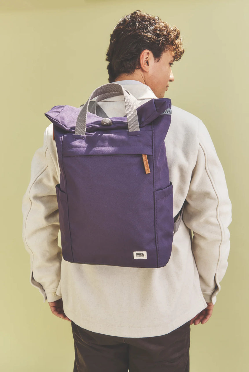 Roka London Finchley Sustainable Canvas Rucksack, Deep Grape