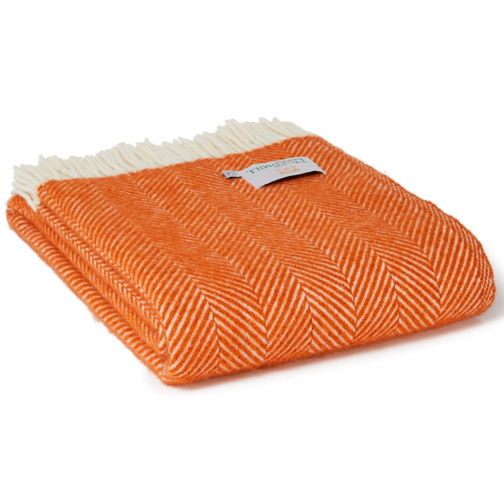 Tweedmill Fishbone Pure New Wool Throw, Cinnamon