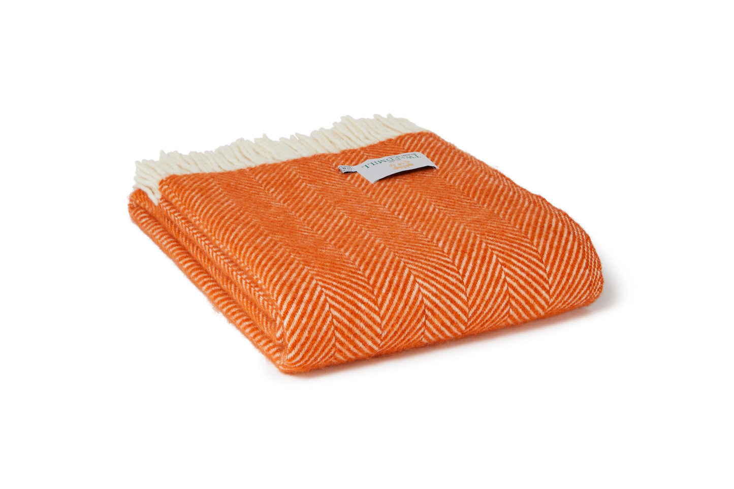 Tweedmill Fishbone Pure New Wool Throw Blanket, Cinnamon